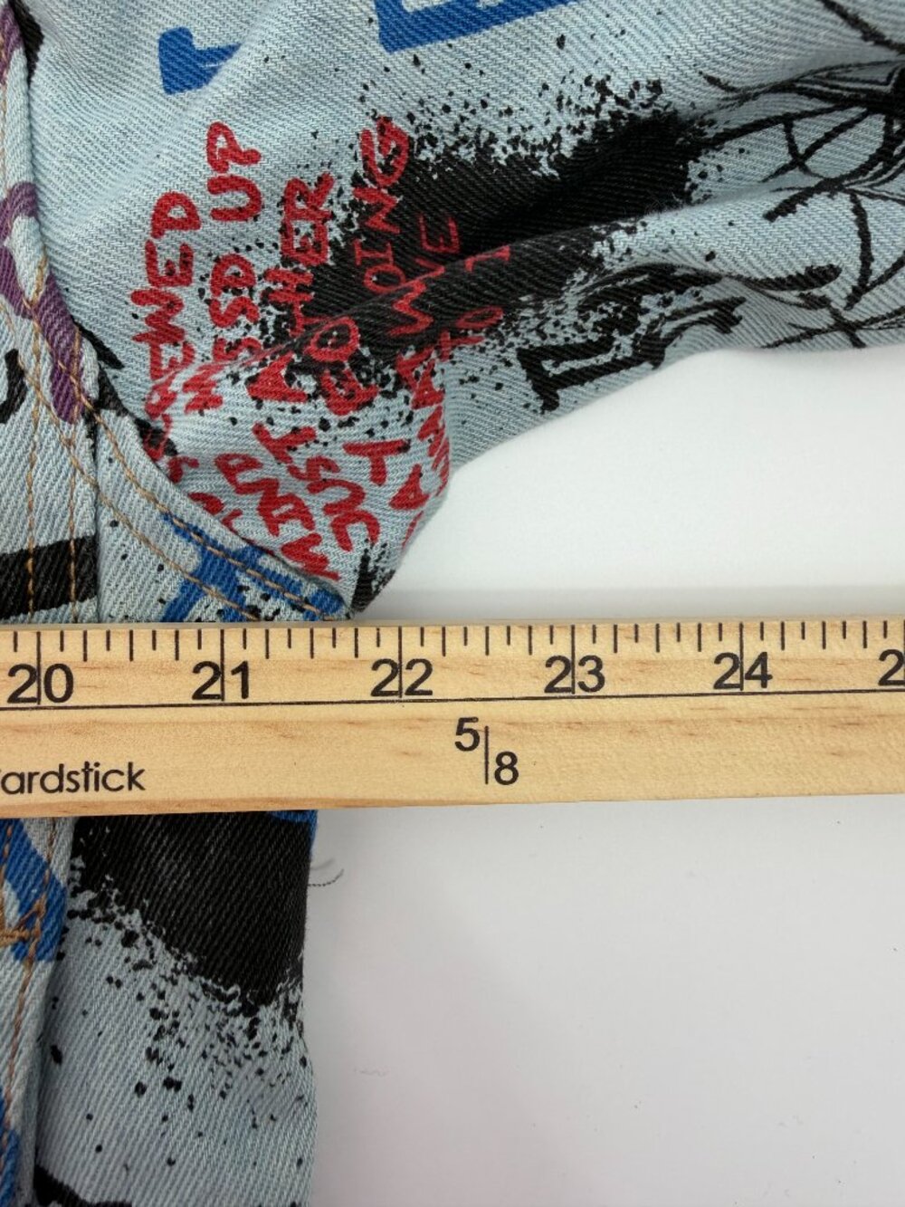 AKIRA Graffiti Print Cropped Denim Jacket Women's Large L EUC Punk Rock Streetwe - Picture 5 of 7